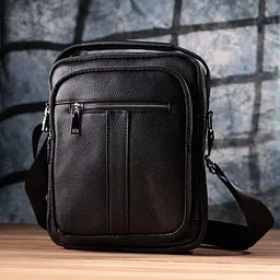 Чоловіча вертикальна сумка з натуральної шкіри Vintage s_15112 чорна - мініатюра 9
