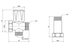 Кран кульовий приладовий Thermo Alliance Standart 3/4"Зх3/4"Зх3/4" В вентиль SD183W20 - мініатюра 5