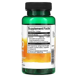 Вітаміни Swanson Vitamin E Mixed Tocopherols 400 IU 100sgels (1086-2022-10-0426) - мініатюра 2