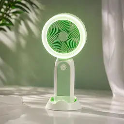 Акумуляторний мінівентилятор Handheld Fan із підсвіткою, салатовий, настільний вентилятор із підсвіткою для телефона - мініатюра 2