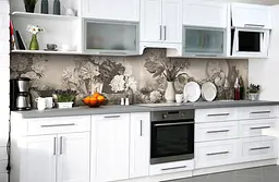 Вініловий кухонний фартух Пастельний Натюрморт наклейка для кухні ПВХ Фрукти овочі Сірий Happy Pocket Z181538 - мініатюра 6