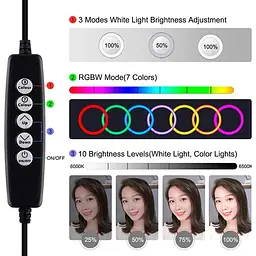Кільцева USB RGBW LED лампа Puluz PKT3049B 4.7"+ настільний штатив - мініатюра 5