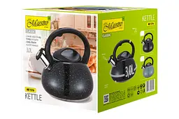 Чайник зі свистком нержавіюча сталь Maestro MR-1316-BLACK на 3.0 л капсульне дно для всіх типів плит чорний - мініатюра 2