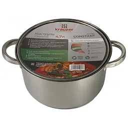 Каструля Krauzer Constant, зі скляною кришкою, 22 см, 4,7 л (78008) - мініатюра 3