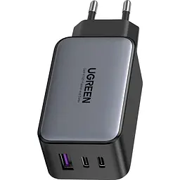 Мережевий зарядний пристрій Ugreen CD244 USB-A + 2xUSB-C 65W GaN Tech Fast Charger Grey [10335] [99277] - мініатюра 2