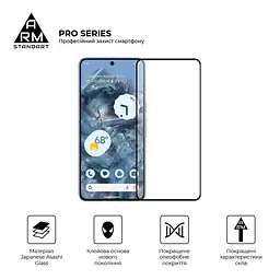 Захисне скло на Google Pixel 8 з олеофобним покриттям, Pro, повне проклеювання, антистатичний і пиловідштовхуючий шар, 9H, самоклеючеся, 2.5D, на весь екран, антистатичний клей, ArmorStandart (ARM72907) - мініатюра 2