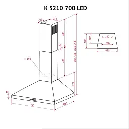 Витяжка купольна Perfelli K 5210 BL 700 LED - мініатюра 11