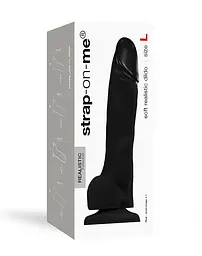 Реалістичний фалоімітатор Strap-On-Me Soft Realistic Dildo Black L, 19х4.1 см (чорний)