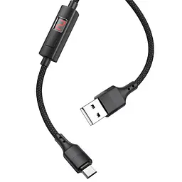USB Cable Hoco S13 Central control MicroUSB Black 1m (with display timer) - мініатюра 2