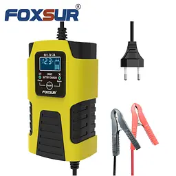 Автомобільний зарядний пристрій Foxsur FBC061202D 12V/2А Автоматичний імпульсний з функцією відновлення Yellow (19425)