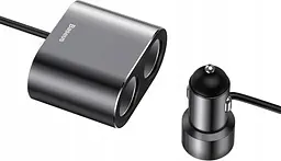 Автомобільний зарядний пристрій Baseus High Efficiency One to Two Cigarette Lighter Black (CRDYQ-01) [77945] - мініатюра 2