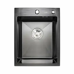 Кухонна мийка Platinum Handmade PVD чорна 400x500x220 (товщина 3,0/1,5 мм + корзина та дозатор в комплекті), Чорний