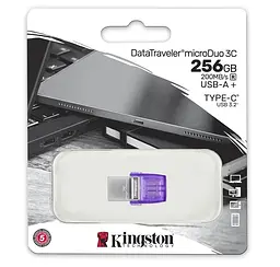 USB 3.2 Flash Drive 256Gb Kingston DataTraveler microDuo 3C Type-A/Type-C, 200Mb/s (DTDUO3CG3/256GB) - мініатюра 3