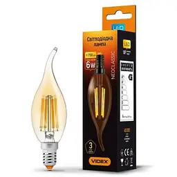 Лампочка Videx Filament C37FtA 6W E14 2200K 220V (VL-C37FtA-06142) - мініатюра 2