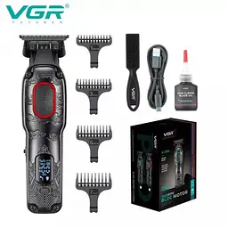 Тример акумуляторний VGR V-254, 4 насадки, 7000 RPM, 2000 mAh, LED-дисплей Червоний - мініатюра 2