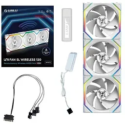 Комплект вентиляторів Lian Li Uni Fan SL Wireless 120 Reverse Blade 3 in 1 (G99.12RSL1W3W.00) White - мініатюра 2