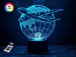 Нічник-світильник 3D Літак 3 3DTOYSLAMP 25х14 см osv0001149
