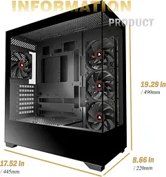 Комп'ютерний корпус KEDIERS P4 ATX Mid Tower з 4 вентиляторами - мініатюра 7