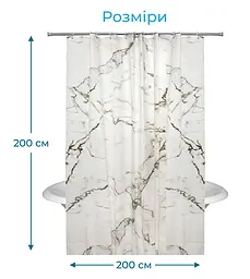 Штора для ванної кімнати SPAZIO MARBLE PEVA 200х200 см із 12-ма кільцями - мініатюра 3