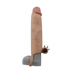 Насадка на пеніс із вібрацією Lovetoy Pleasure X-Tender Vibrating Penis Sleeve Flesh, 20 см (тілесний) - мініатюра 2