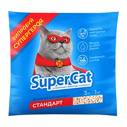 Наполнитель для кошек SuperCat стандарт 1 кг бежевый (3546)