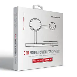 Настільна бездротова док станція 3в1, H102, чорна, підтримка MagSafe, підходить для iPhone, AirPods та Apple Watch, універсальний зарядний пристрій для телефону, навушників та годинників, швидка бездротова зарядка, ArmorStandart (ARM78103) - мініатюра 8