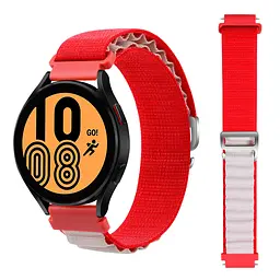 Ремінець для Xiaomi Amazfit GTS 22e34 mini - червоно-білий Watchbands NormalCloth Wave ширина кріплення 20мм нейлоновий (W25-8WB67878447) - мініатюра 4