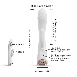 Вібратор-кролик з підігрівом Dorcel FLEXI RABBIT WHITE, гнучкий стовбур - мініатюра 5