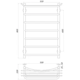 Рушникосушарка UNIO Zp W 800-500-7 Зета з полицею (20856) - мініатюра 5