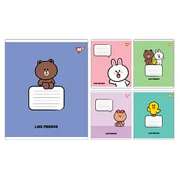 Набір зошитів шкільних YES А5/12 коса лінія Line Friends Stylish 25 шт (767647)