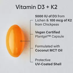 Вітамін D3 + K-2 D3+K2 Plant Based 5000 IU/100 mcg 60 рідких капсул Sports Research vit0006373 - мініатюра 3