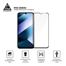 Захисне скло на Xiaomi Poco C85 4G з олеофобним покриттям, Pro, повне проклеювання, антистатичний і пиловідштовхуючий шар, 9H, самоклеючеся, 2.5D, на весь екран, антистатичний клей, ArmorStandart (ARM85414) - мініатюра 2