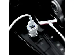 Автомобільний зарядний пристрій Hoco Z23 2USB 2.4 A + кабель microUSB White (6957531078029) - мініатюра 3