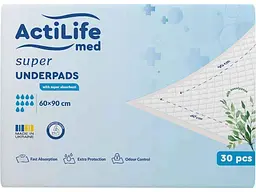 Пелюшки для дорослих ACTILIFE 30 гігієнічні поглинаючі Med Super 60х90смшт
