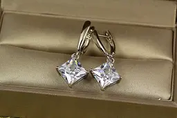 Сережки Xuping Jewelry ромбики 3 см сріблясті - мініатюра 3