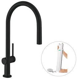 Змішувач Hansgrohe Talis 210 1jet кухонний з витяжним виливом Sbox Matt Black 72803670 Чорний матовий