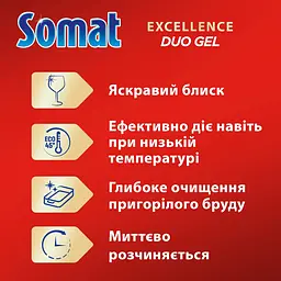 Набір: гель для миття посуду в посудомийній машині Somat Excellence Duo 684+684 мл - мініатюра 2