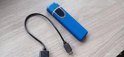 Зажигалка электронная GRAND USB спиральная аккумуляторная зарядка от microUSB синяя - миниатюра 4
