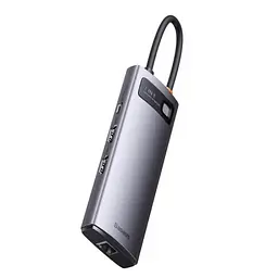 Usb-C адаптер Baseus Adapter Metal Gleam Series 7in1 Type-C To HDMIx2 + Usb3.0x3 + PD + RJ45 - мініатюра 3