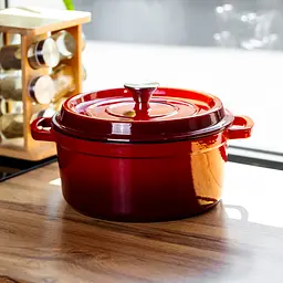 Кокотниця чавунна емальована 4,5 л, червоний Yongkang HP-FLG-4 RED - мініатюра 2