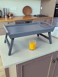 Складаний кавовий столик для сніданку в ліжко сірий 42×28×17 см №4 - мініатюра 2