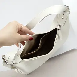 Сумка багет жіноча шкіряна бежева Handycover S453 на плече - мініатюра 3