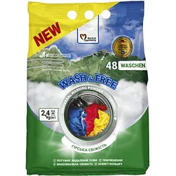 Пральний порошок Wash&Free Universal Гірська свіжість 2.4 кг (4262396143204)