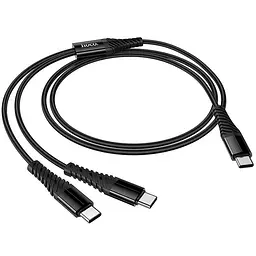 Дата кабель Hoco X123 Victory 2in1 Type-C to Type-C/Type-C 3A (1m) Black - мініатюра 6