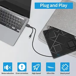 Зовнішній CD/DVD привід BEVA USB 3.0/Type-C із SD/TF слотами та USB-хабом - мініатюра 6