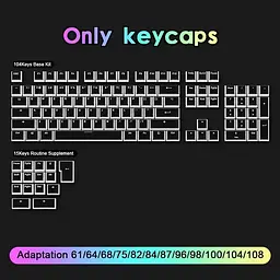 Набір напів прозорих кейкапів PBT / 97 клавіш / OEM профіль / Black