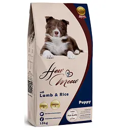 Повнораціонний корм для цуценят How Meow Puppy з ягням та рисом 15кг