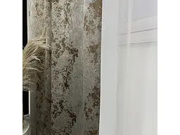 Жакардові мармурові штори сіро-шоколадного кольору 2шт. 150х270 з білим шифоновим тюлем 400х270, на ALBO pbe0052753 - мініатюра 8