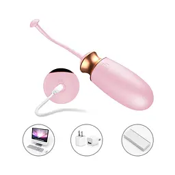 Віброяйце Vibrating Silicone Love Egg Pink, USB, 10 Function, Heating, Voice Control - мініатюра 9