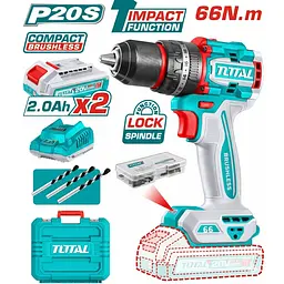 Шуруповерт Total TIDLI20668 безщітковий ударний 20 В Li-Ion 2 ак